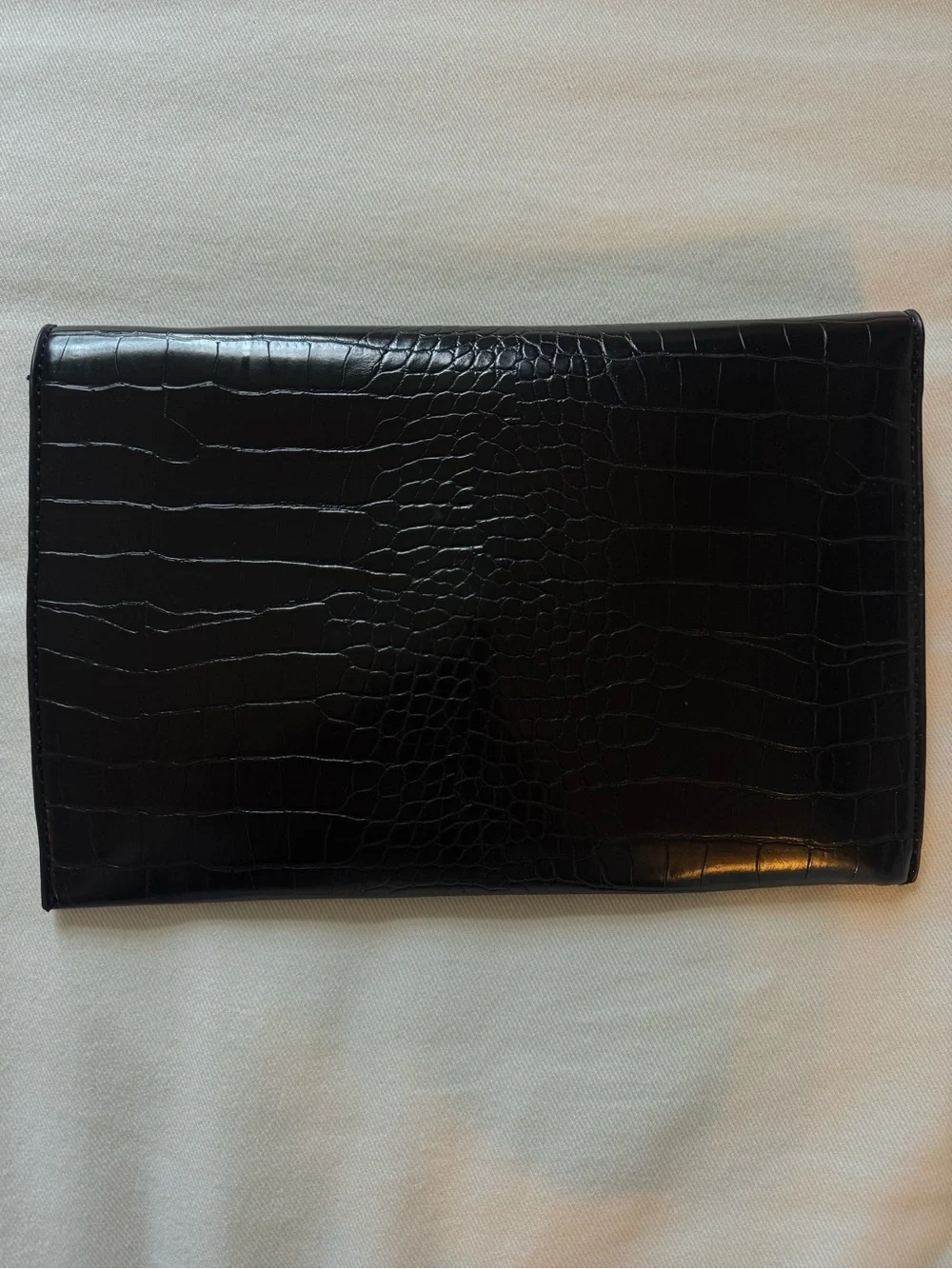 BP Black Croc-Embossed Envelope Clutch